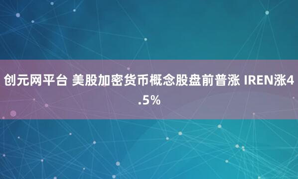 创元网平台 美股加密货币概念股盘前普涨 IREN涨4.5%