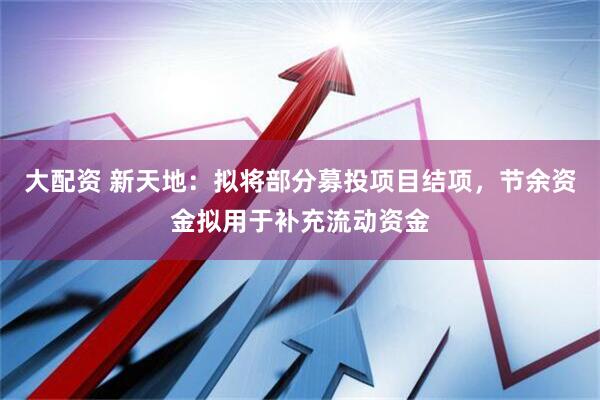 大配资 新天地：拟将部分募投项目结项，节余资金拟用于补充流动资金