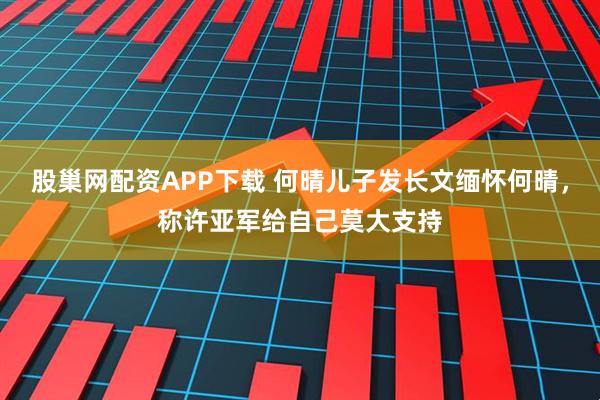 股巢网配资APP下载 何晴儿子发长文缅怀何晴，称许亚军给自己莫大支持